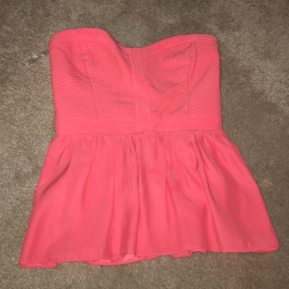 Parker coral peplum strapless top