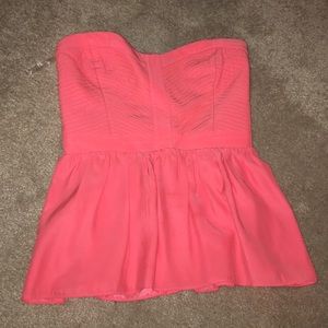 Parker coral peplum strapless top