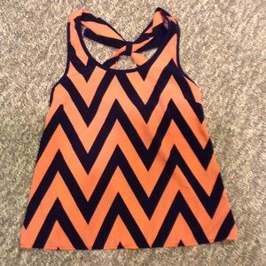 Coral and Navy blue summer top