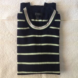 Light yellow green,black striped knit 100% wool