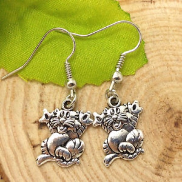 Silver Cat Earrings