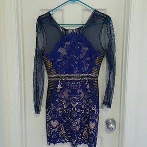 Unique lace and mesh cocktail dress