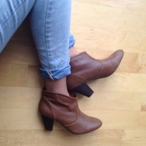 Brown heeled booties