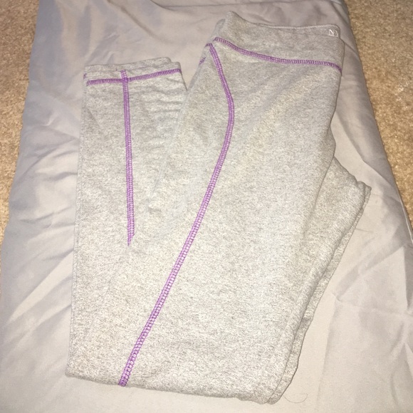 grey and purple running pants