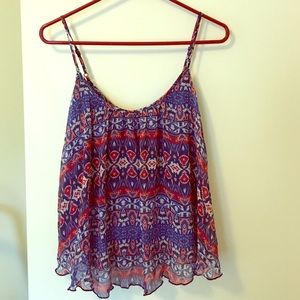 Express flowing blue sheer top