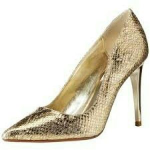 Gold Leather High Heels