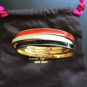 Set of 3 Kate Spade idiom bangles red black white