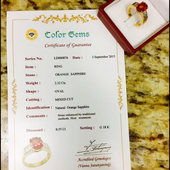Orange Sapphire Engagement Ring