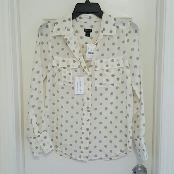 Jcrew silk polka dot dress shirt