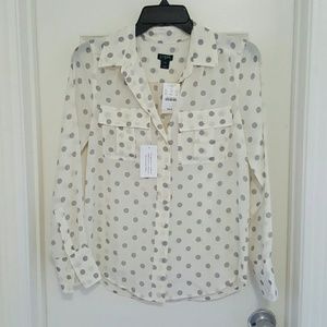 Jcrew silk polka dot dress shirt