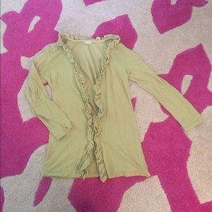 J. Crew Light Green Ruffle Cardigan