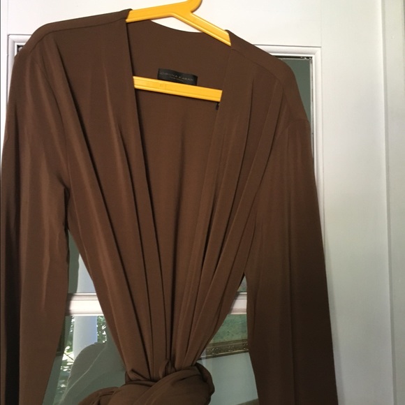 Donna Karan Brown Wrap Long Maxi Dress Size Medium