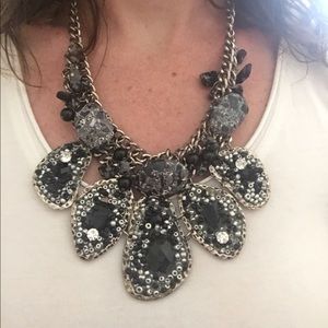 Navy and silver stone statement necklace