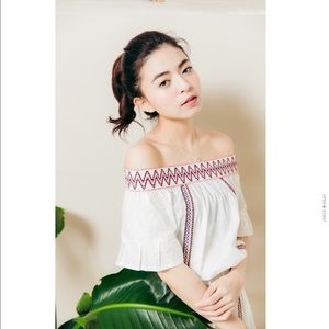 Super cute white / pink bohemian dress