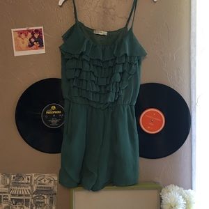 Green Alythea Ruffled Romper