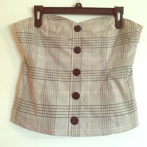 Guess Plaid Button Up Corset Top