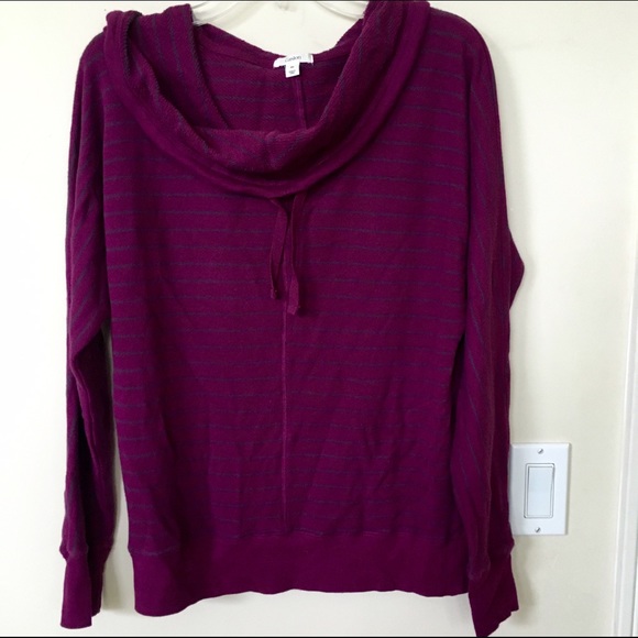 Purple striped cowlneck sweater