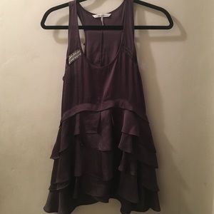 Grey ruffled tiered top