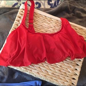 Red Antonio Melanie Ruffle Swimsuit Top