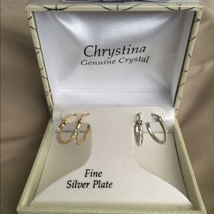 Fine silver plate mini hoops