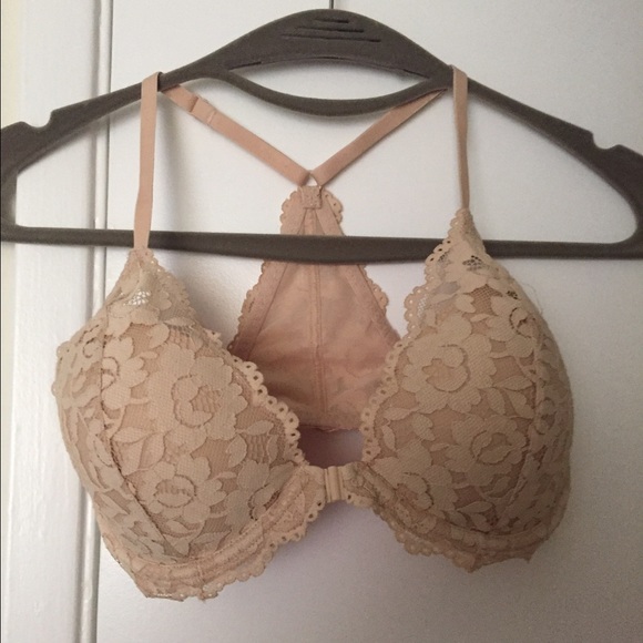 Tan lace razor back VS bra