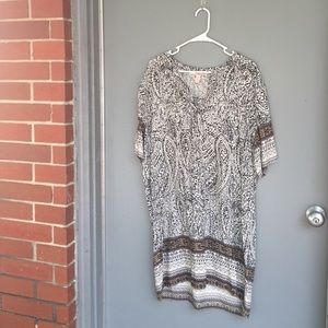 Neutral tone paisley print dress