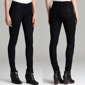 Rag & bone bomber leather piping jeans Midnight