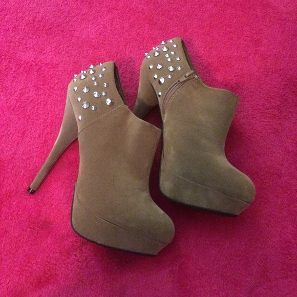Charlotte Russe Shoes - Faux Suede Studded Booties