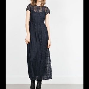 ⚡FLASH SALE⚡ Zara Navy Blue Lace Crochet Dress