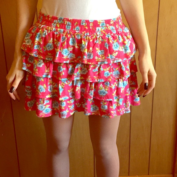 Pink floral hollister skirt