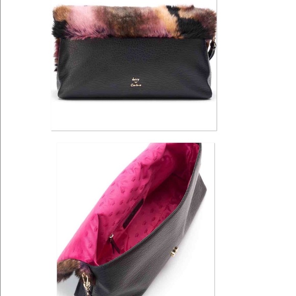 Juicy Couture multi-colored faux-fur clutch.