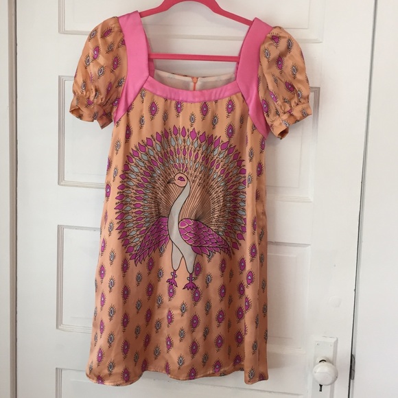 Voom by Joy Han Peach Peacock Dress