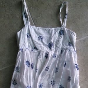 Summer blue & white cotton dress (lined)