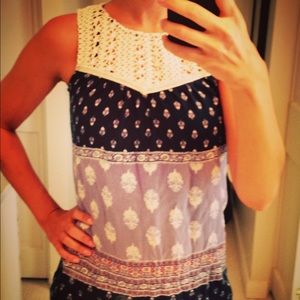 Mixed fabric tank top