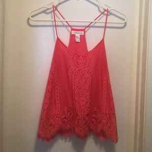 Lace, coral crop top