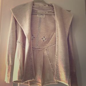 Anthropology 100% wool woven cutout cardigan