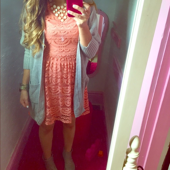 Coral lace dress, XS
