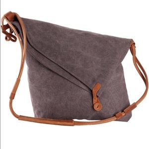 Grey canvas cross-body tote