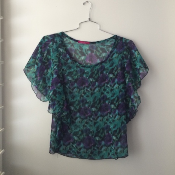 Aqua scoop neck shear Blouse