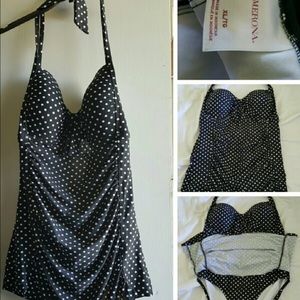 Merona black & white polka dot swimsuit