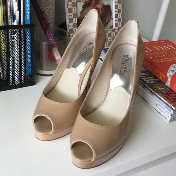 Nude Michael kors peep toe pumps