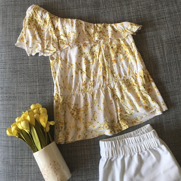 H&M Yellow Floral One Shoulder Top