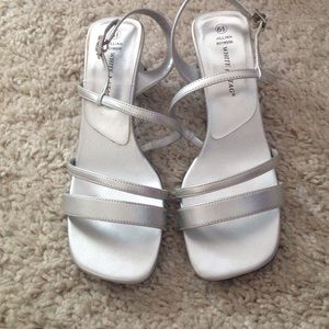 Silver kitten heels