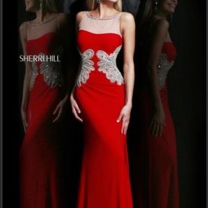 Sherri Hill Red Dress Evening Gown Size 6