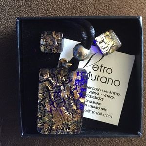 Murano glass earrings & pendant set