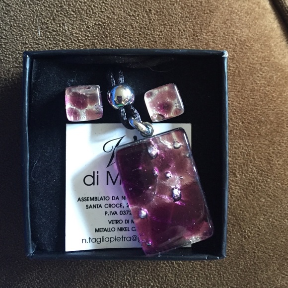 Murano glass necklace and earring set