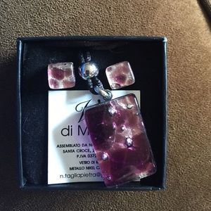 Murano glass necklace and earring set