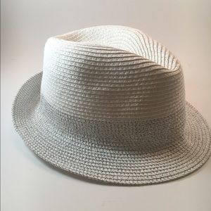 White and silver Fedora from The Gap
