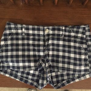 Hollister Navy blue and white check shorts