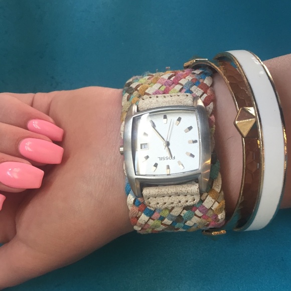 Braided leather band Fossil Watch